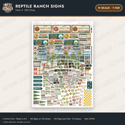Alpine Railworks 31131N N Scale Roadside Signs - Reptile Zoo