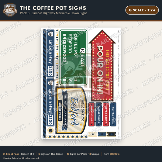 Alpine Railworks 30890G G Scale Roadside Signs - Coffee Pot Diner