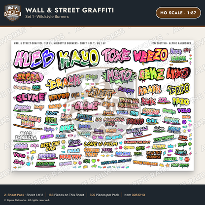 Alpine Railworks 30517HO HO Scale Wall & Street Graffiti Cut-Outs