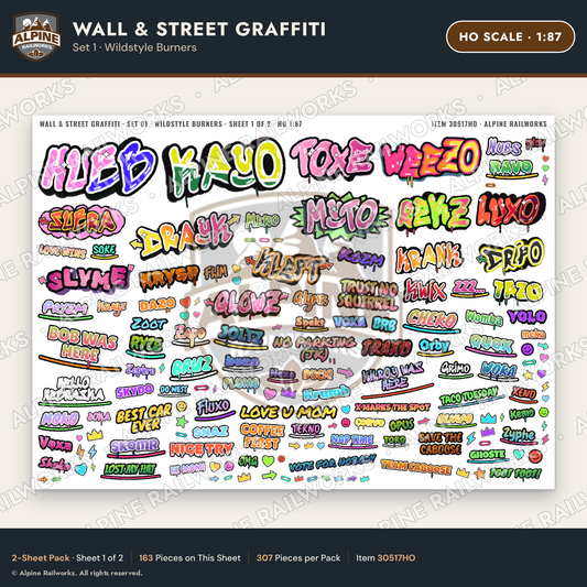 Alpine Railworks 30517HO HO Scale Wall & Street Graffiti Cut-Outs