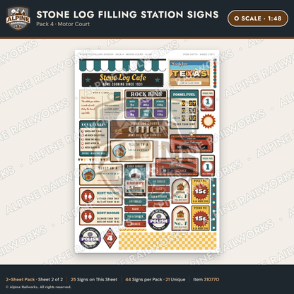 Alpine Railworks 31077O O Scale Roadside Signs - Petrified Wood