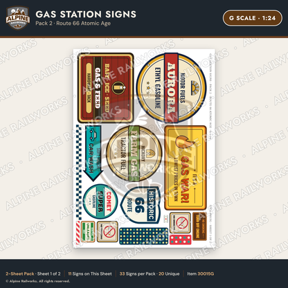 Alpine Railworks 30015G G Scale Gas Station Signs