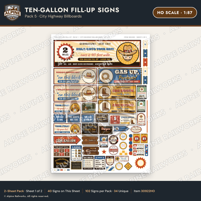 Alpine Railworks 30922HO HO Scale Roadside Signs - Cowboy Hat