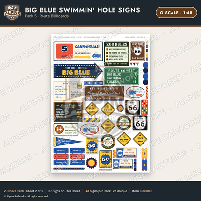 Alpine Railworks 30958O O Scale Roadside Attraction Signs - Blue Whale