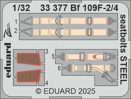 Eduard 33377 1/32 Aircraft- Bf109F2/4 Seatbelts Steel for HSG & Hobby 2000 (Pain