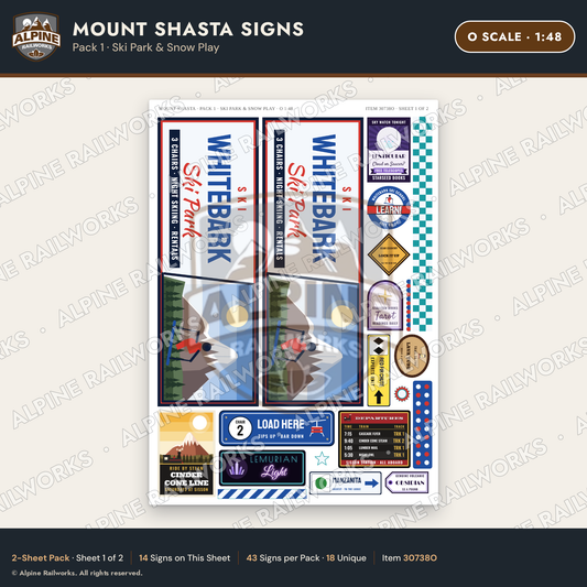 Alpine Railworks 30738O O Scale Tourist Signs - Mount Shasta