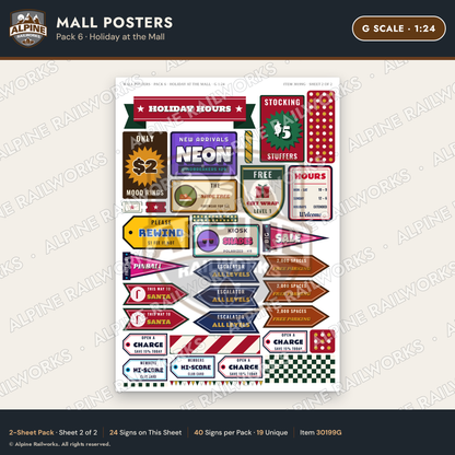 Alpine Railworks 30199G G Scale Mall Posters - Holiday at the Mall