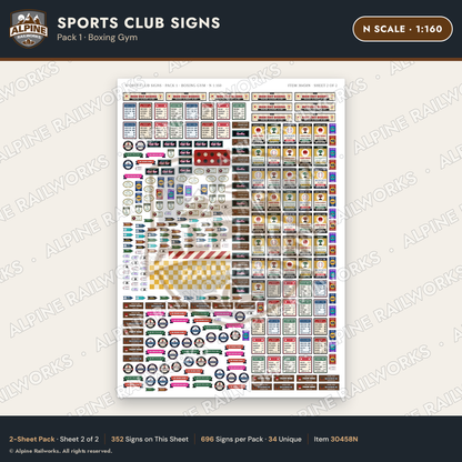 Alpine Railworks 30458N N Scale Sports Club Signs - Boxing Gym