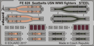 Eduard FE828 1/48 Seatbelts USN WWII Fighters STEEL Photo Etch