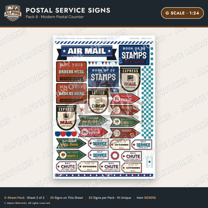 Alpine Railworks 30301G G Scale Postal Service Signs