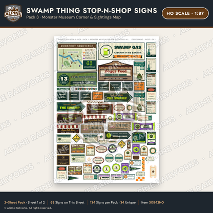 Alpine Railworks 30842HO HO Scale Roadside Signs - Swamp Monster Store