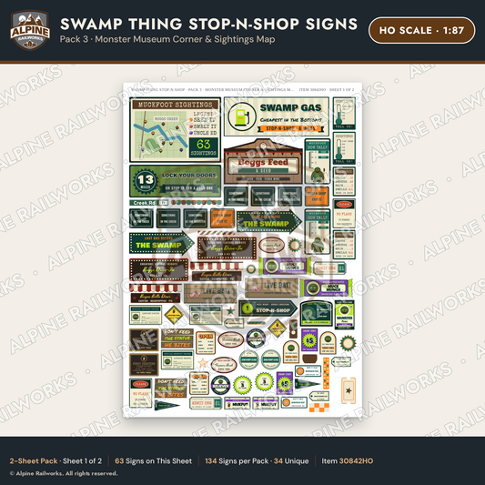 Alpine Railworks 30842HO HO Scale Roadside Signs - Swamp Monster Store
