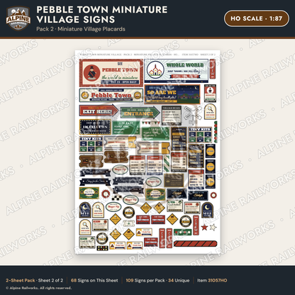 Alpine Railworks 31057HO HO Scale Roadside Signs - Miniature Village