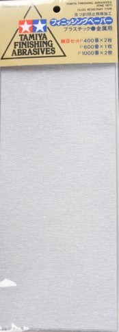 Tamiya 87010 Finishing Abrasives Fine Pack: P400, P600, P1000 (5 Sheets)