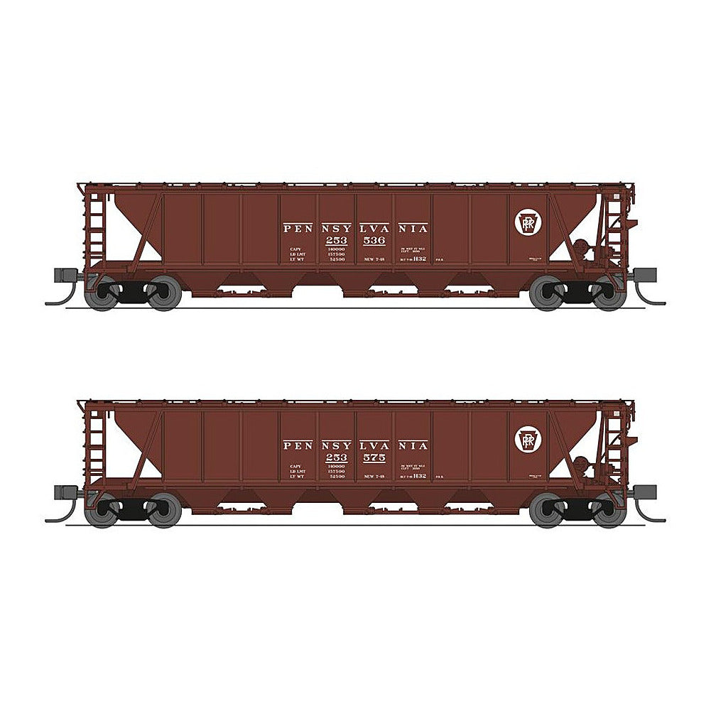 broadway limited 7250 n h32 cvd hopper prr 2pk a red