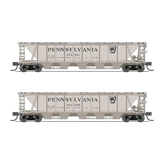broadway limited 7252 n h32 cvd hopper prr 2pk a gray