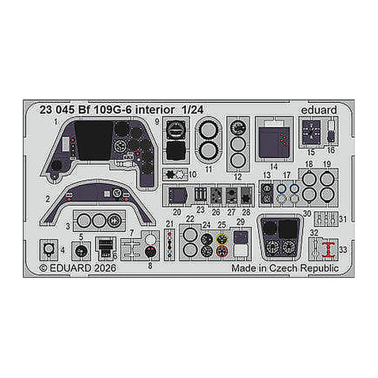 eduard 23045 1 24 bf 109g 6 interior photo etched set for airfix