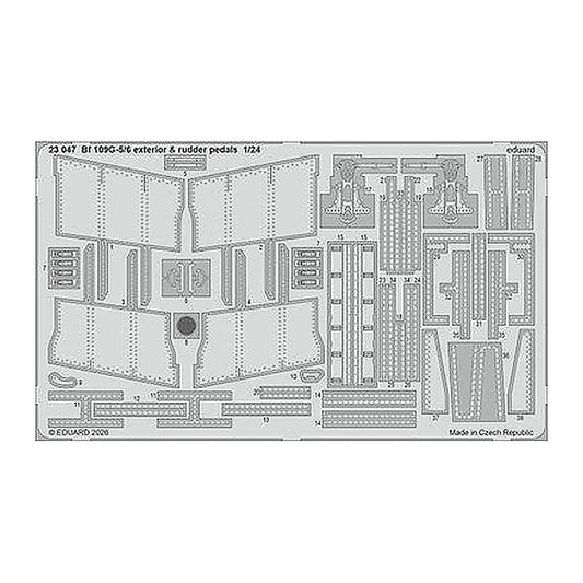 eduard 23047 1 24 bf 109g 5 6 exterior rudder pedals photo etched