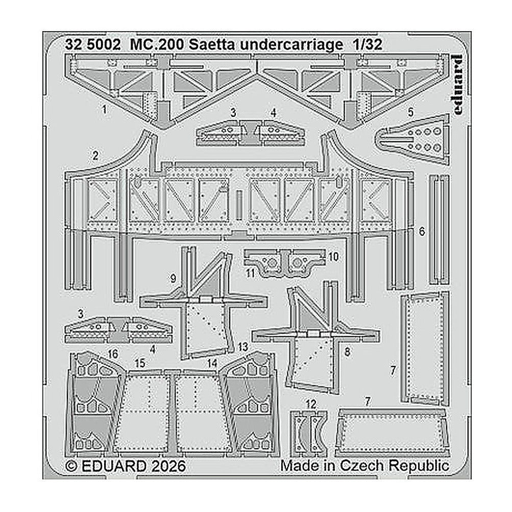 eduard 325002 1 32 photo etch mc 200 saetta undercarriage for italeri