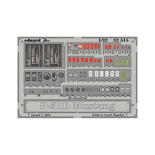 eduard 32515 1 32 p 51d placards for hsg pre painted