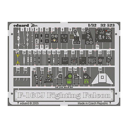 eduard 32523 1 32 f 16cj interior for tamiya pre painted