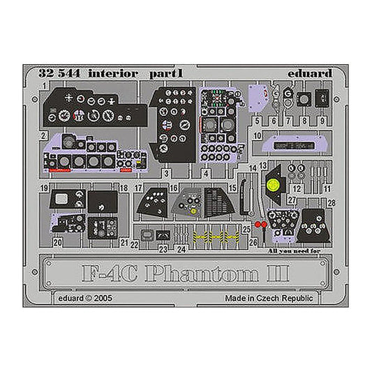 eduard 32544 1 32 f 4c interior for tamiya pre painted