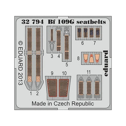 eduard 32794 1 32 seatbelts bf109g for rmg pre painted