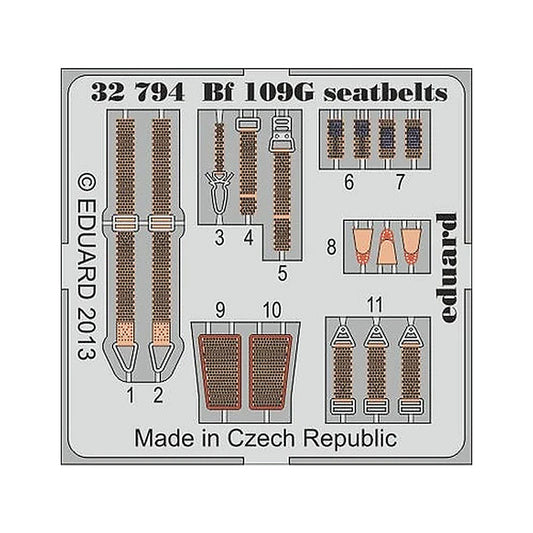eduard 32794 1 32 seatbelts bf109g for rmg pre painted