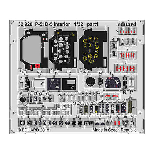 eduard 32920 1 32 p 51d5 interior for revell pre painted