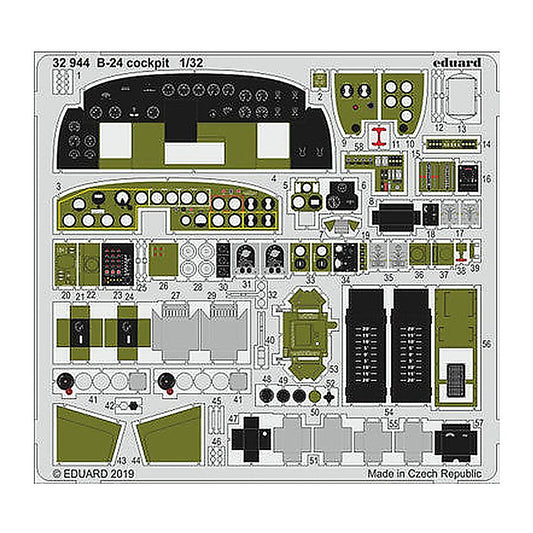 eduard 32944 1 32 b 24 cockpit for hobby boss pre painted