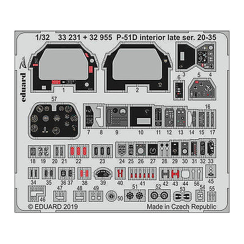eduard 32955 1 32 p 51d interior late ser 20 35 for tamiya
