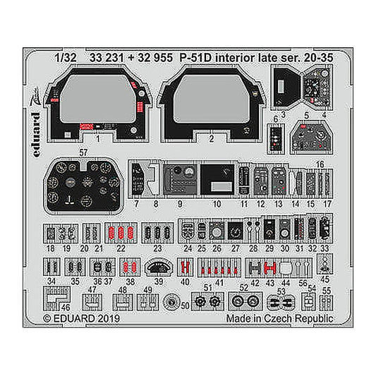 eduard 32955 1 32 p 51d interior late ser 20 35 for tamiya