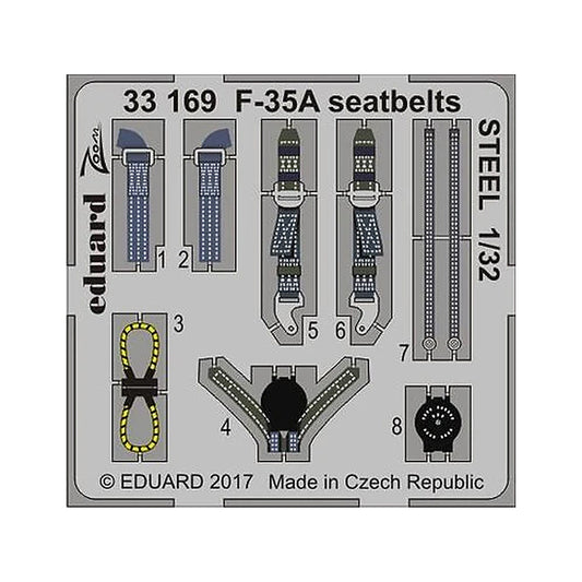 eduard 33169 1 32 f 35a seatbelts steel for italeri
