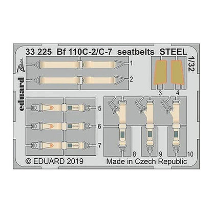 eduard 33225 1 32 bf 110c 2 c 7 seatbelts steel for revell