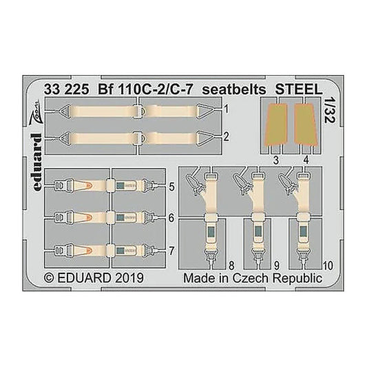 eduard 33225 1 32 bf 110c 2 c 7 seatbelts steel for revell