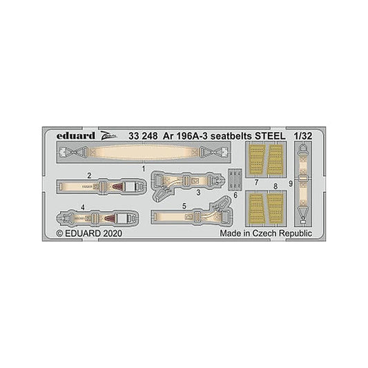 eduard 33248 1 32 ar 196a 3 seatbelts steel zoom set for revell