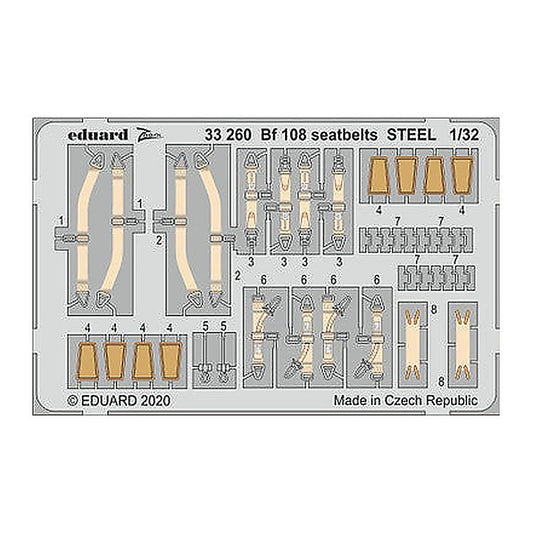 eduard 33260 1 32 bf 108 seatbelts steel
