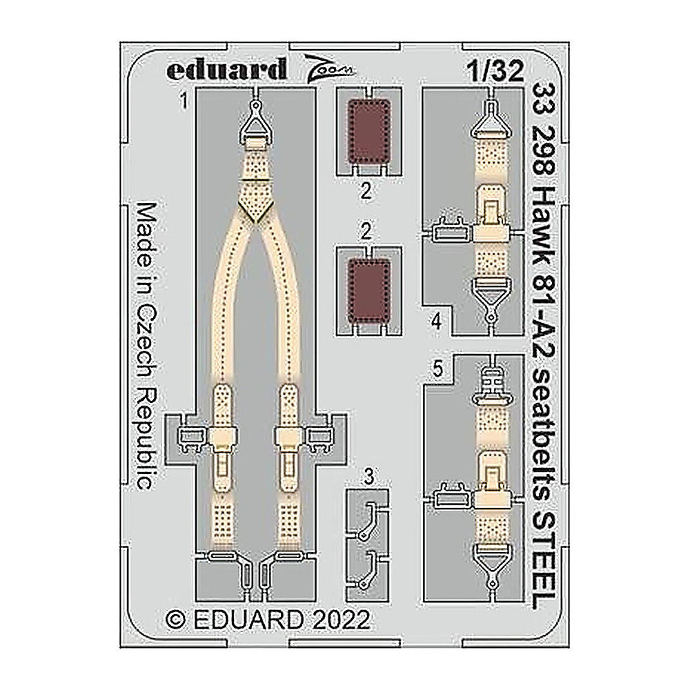 eduard 33298 1 32 hawk 81a2 seatbelts steel for lnr pre painted