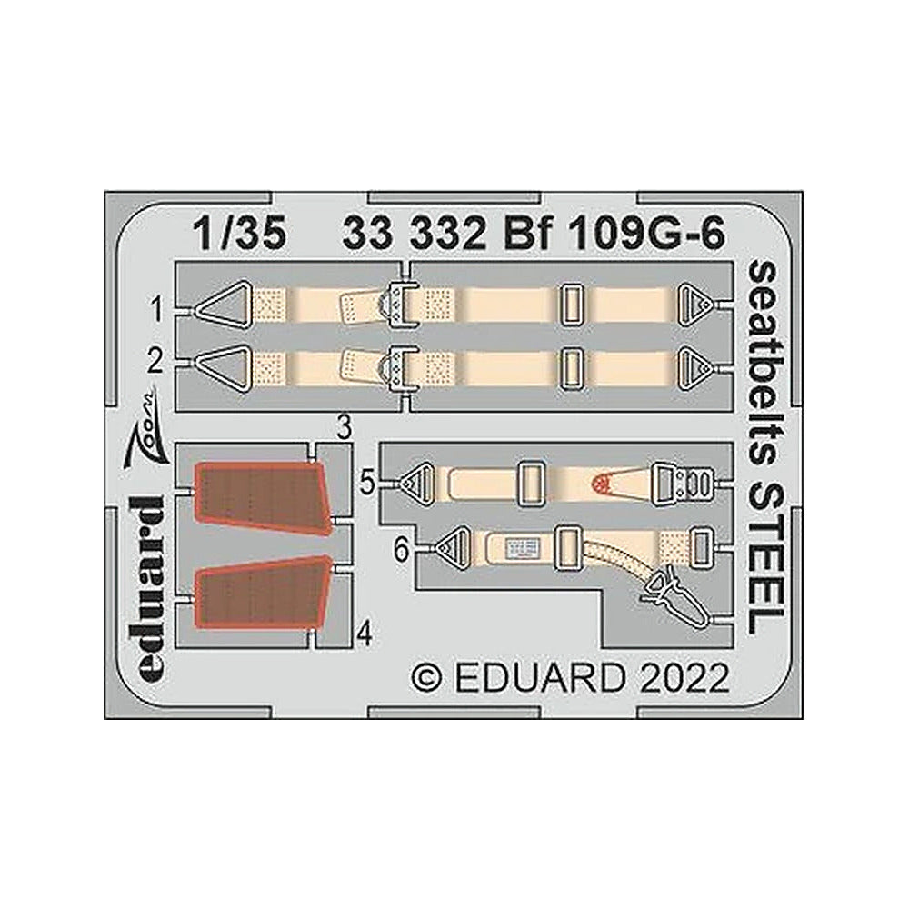 eduard 33332 1 35 bf 109g 6 seatbelts steel for border model