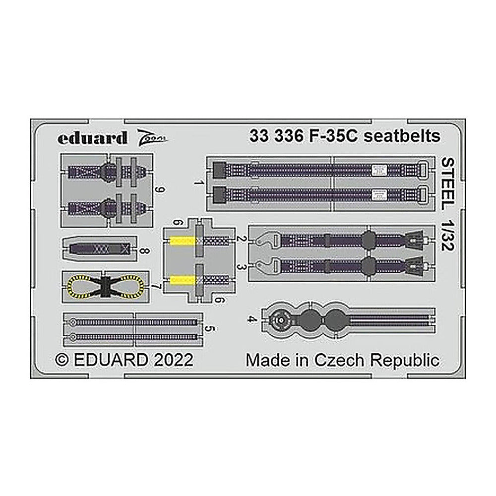 eduard 33336 1 32 f 35c seatbelts steel for trumpeter