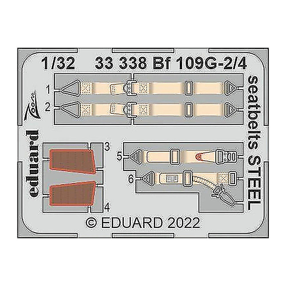 eduard 33338 1 32 bf 109g 2 4 seatbelts steel for revell