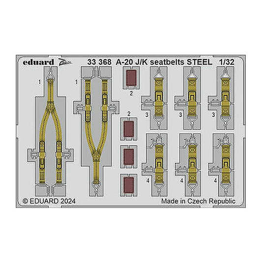 eduard 33368 1 32 a 20j k seatbelts steel zoom set