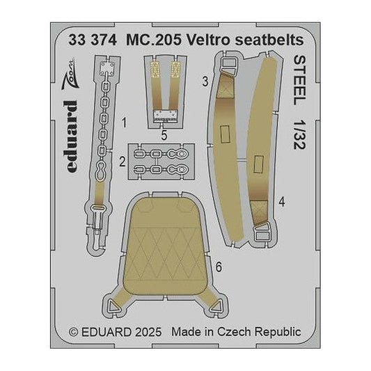 eduard 33374 1 32 mc 205 veltro seatbelts steel photo etch for italeri