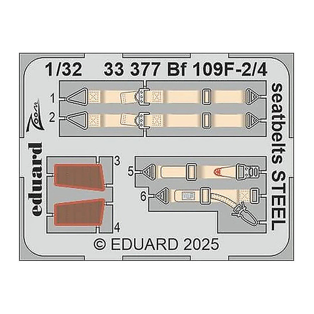 eduard 33377 1 32 bf 109f 2 4 seatbelts steel zoom set for hobby 2000