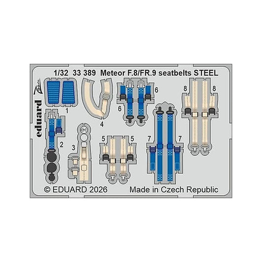 eduard 33389 1 32 meteor f 8 fr 9 seatbelts steel zoom set for revell