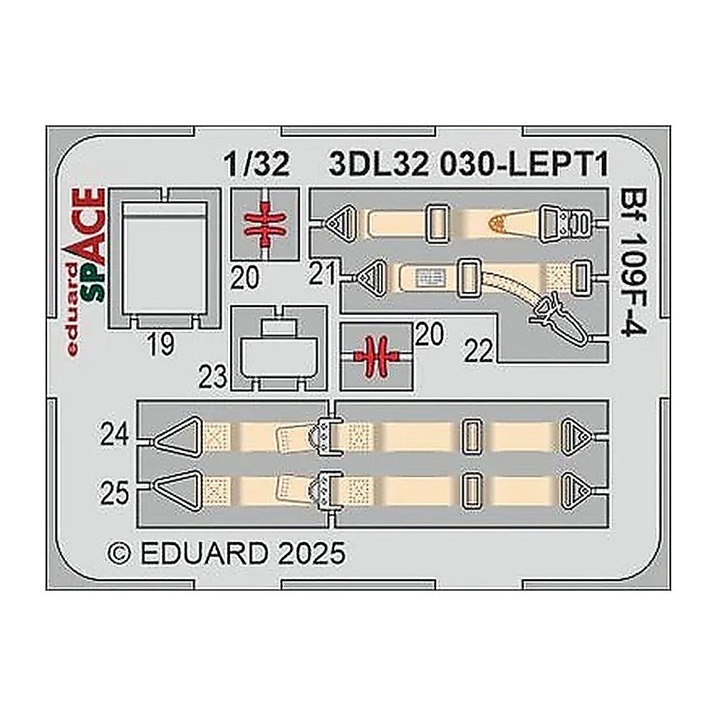 eduard 3dl32030 1 32 bf 109f 4 space space for hobby 2000 hasegawa