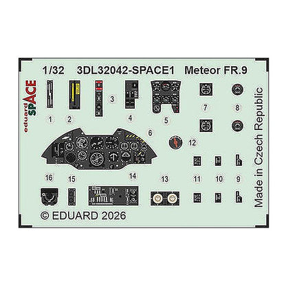 eduard 3dl32042 1 32 meteor fr 9 space space for revell