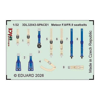 eduard 3dl32043 1 32 meteor f 8 fr 9 seatbelts space space for revell