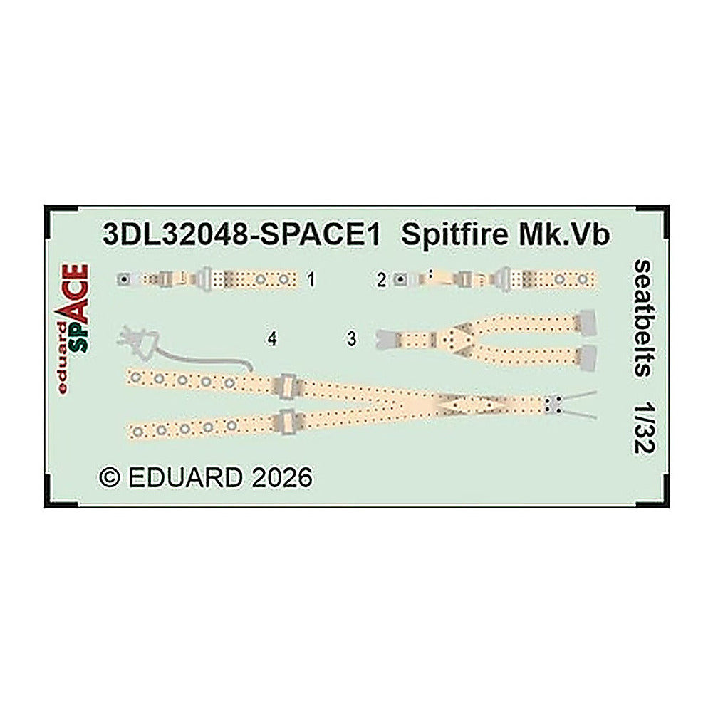 eduard 3dl32048 1 32 space set spitfire mk vb seatbelts space for