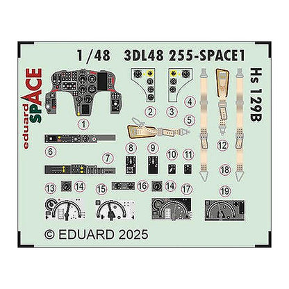 eduard 3dl48255 1 48 hs 129b space space for takom